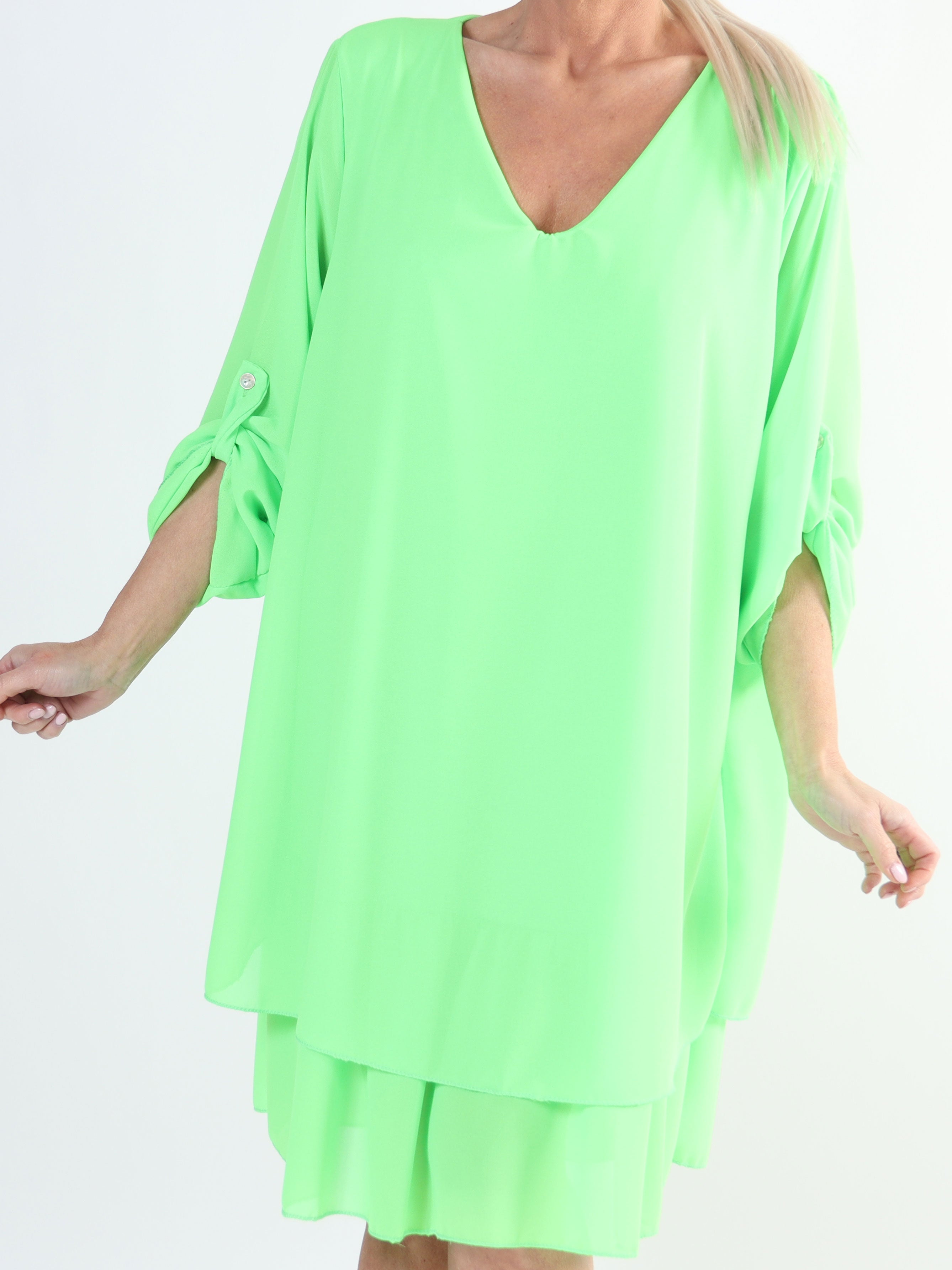 Jill - Chiffon tunikakjole med viskose underkjole